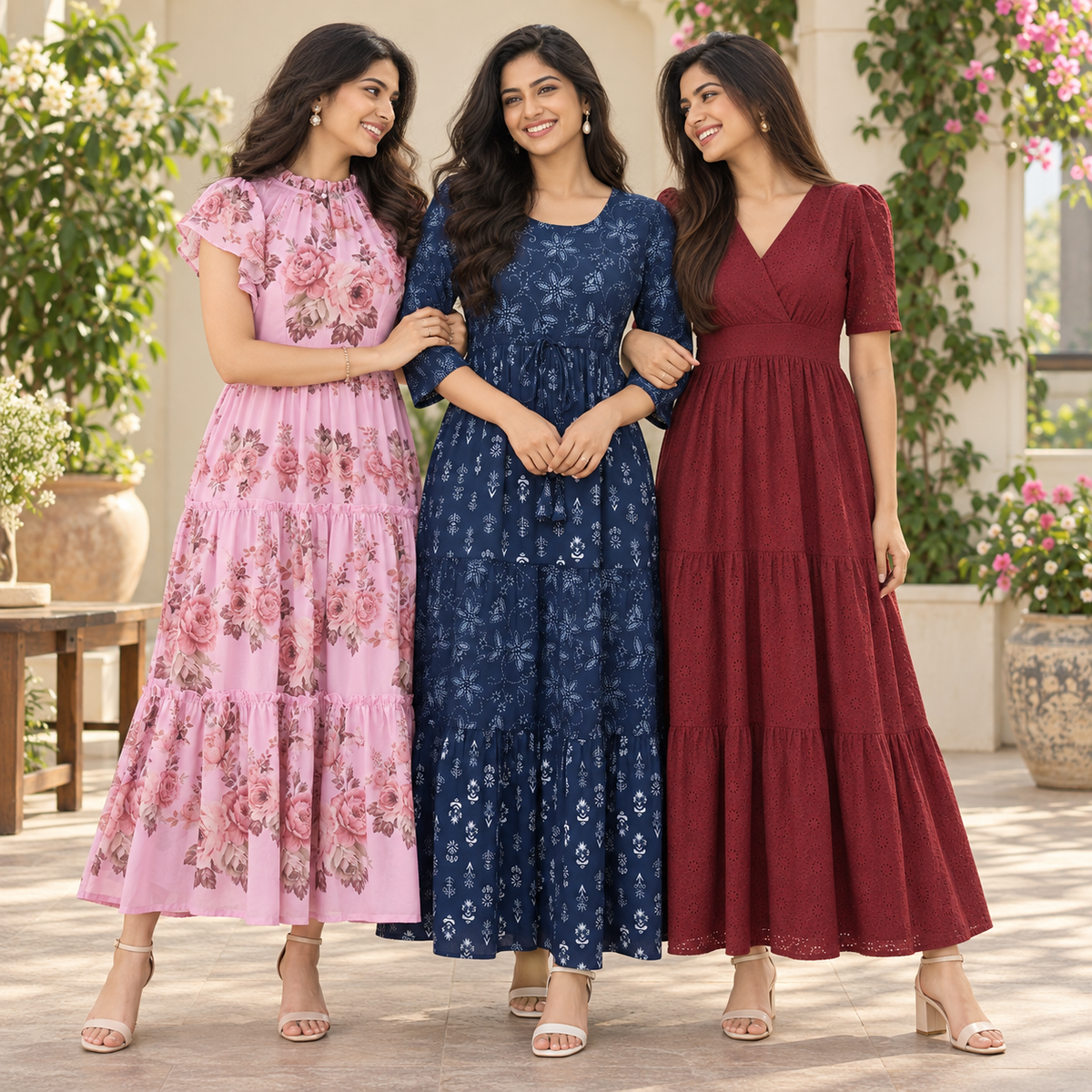 3 Women’s Stylish Printed Maxi Dress ( MD-4 )