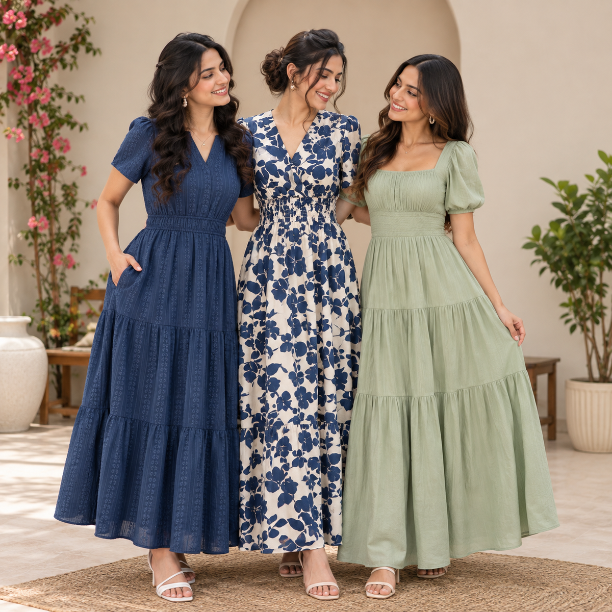 3 Women’s Stylish Printed Maxi Dress ( MD-5 )
