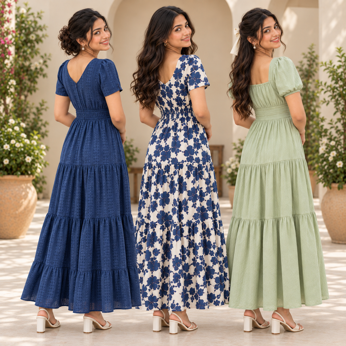 3 Women’s Stylish Printed Maxi Dress ( MD-5 )