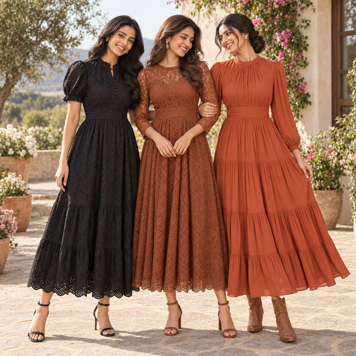 3 Women’s Stylish Printed Maxi Dress ( MD-6 )