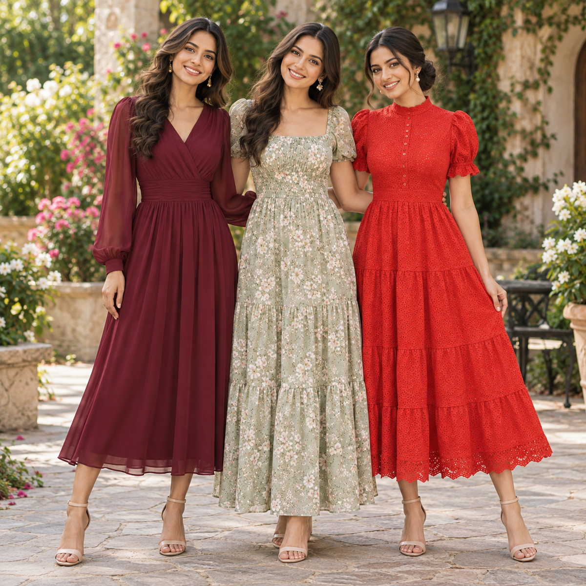 3 Women’s Stylish Printed Maxi Dress ( MD-8 )
