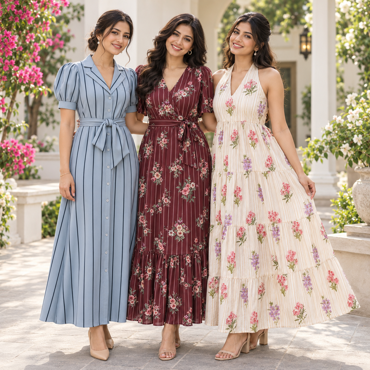 3 Women’s Stylish Printed Maxi Dress ( MD-9 )