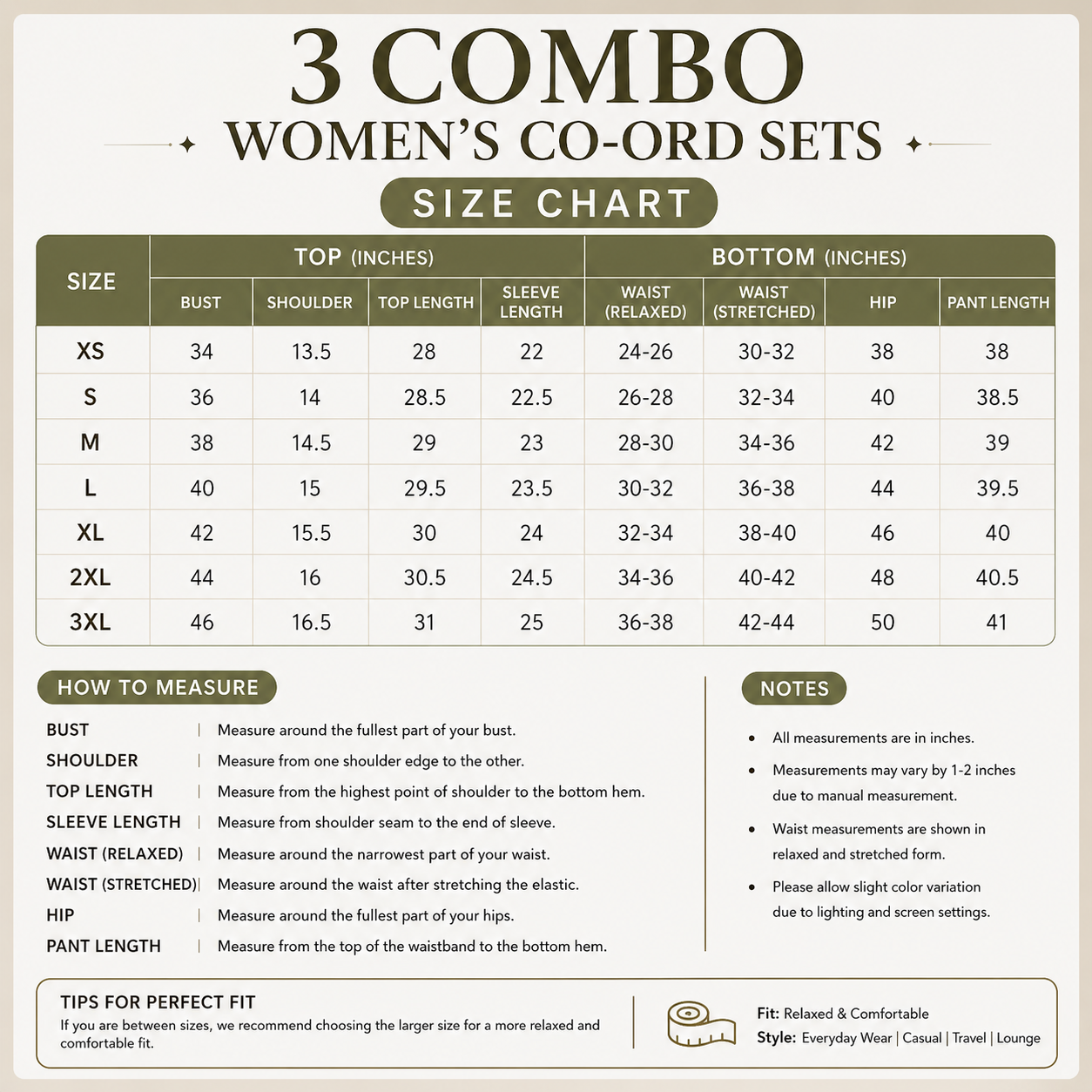 3 Combo Women's Co-Ord Sets ( C2 )